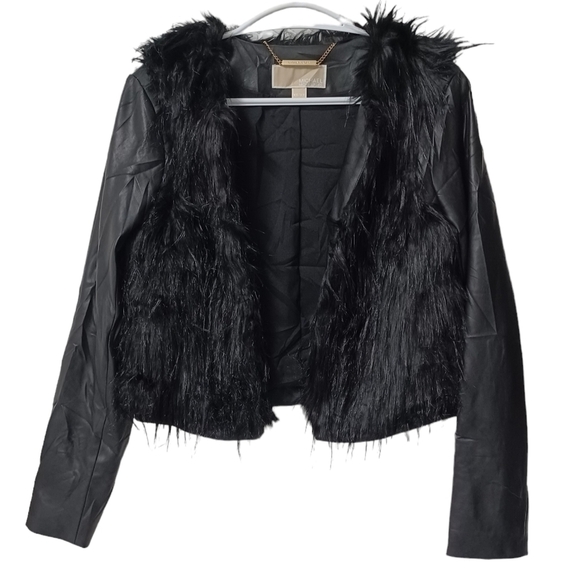 NWT! Michael Kors Faux Leather / Fur crop jacket - Picture 2 of 10